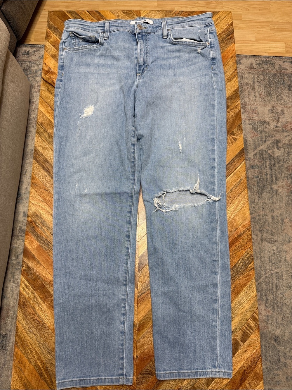 Joe's Jeans Light Blue Distressed Straight Leg Jeans